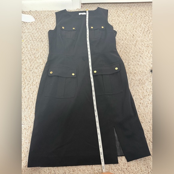 Calvin Klein Black Midi Dress with Gold Accents size 10 - Picture 6 of 7